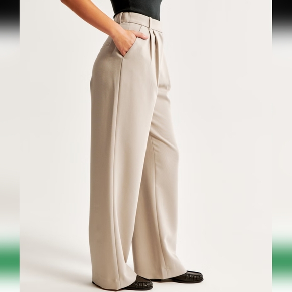 Abercrombie and Fitch Sloan Tailored Pant Beige Wide Leg Trouser 25/0 - Picture 7 of 16